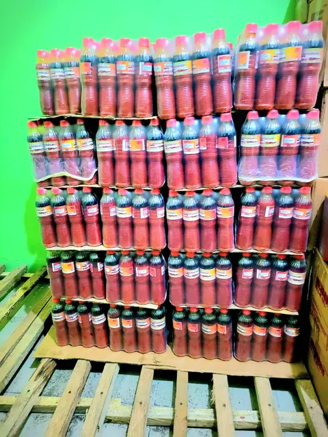 Stacks of Hizabrun Palm Oil packs in the Hizabrun store